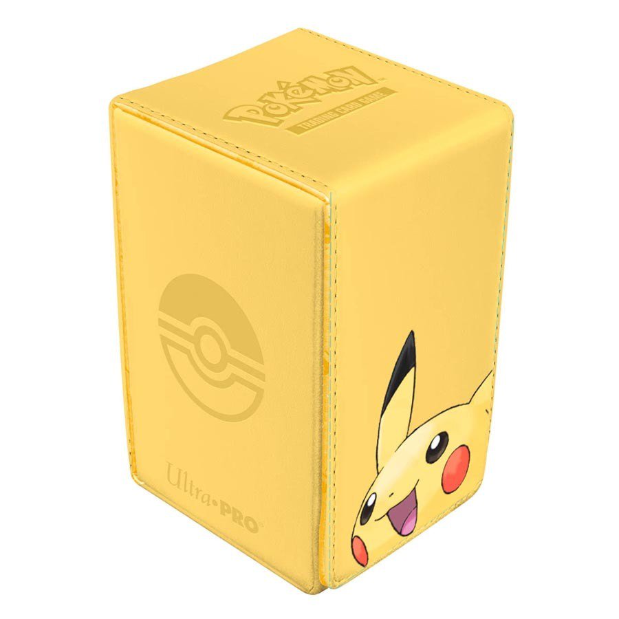 Ultra PRO Pokémon Pikachu Alcove Tower Deck Box – Official Pokémon TCG Premium Leatherette Card Storage Case Holds 100 Double-Sleeved Cards with Magnetic Closure & Accessory Compartment (PREORDER - Release Date August 2026)