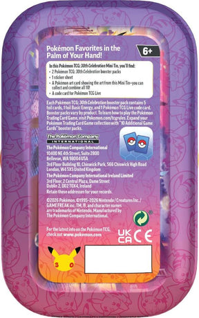 Pokémon TCG 30th Celebration Mini Tin Zapdos | Includes 2 Booster Packs, Sticker Sheet, Pokémon Art Card & Code Card for Pokémon TCG Live | Collectible Trading Card Game Tin (PREORDER - Release Date August 7, 2026)