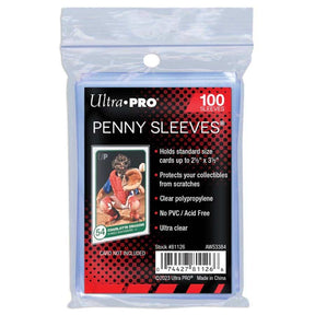 Ultra PRO Penny Sleeves Soft Trading Card Sleeves 100 Count, Clear Non-PVC Acid-Free Archival Safe Card Protectors for Standard Size Sports Cards, Pokemon, MTG, Yu-Gi-Oh!, and Other Collectible Trading Cards (PREORDER - Release Date August 2026)