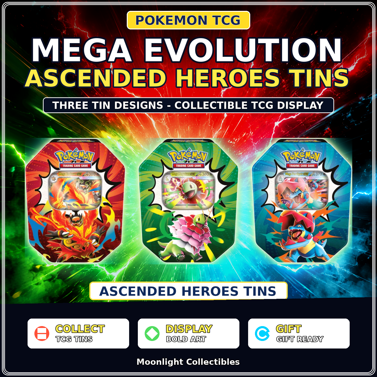 Pokémon TCG: Mega Evolution—Ascended Heroes Tin - Assorted Random Art - 1 Tin