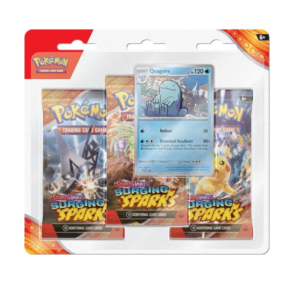 Pokemon - Scarlet and Violet - Surging Sparks - 3 Pack Blister -  Quagsire