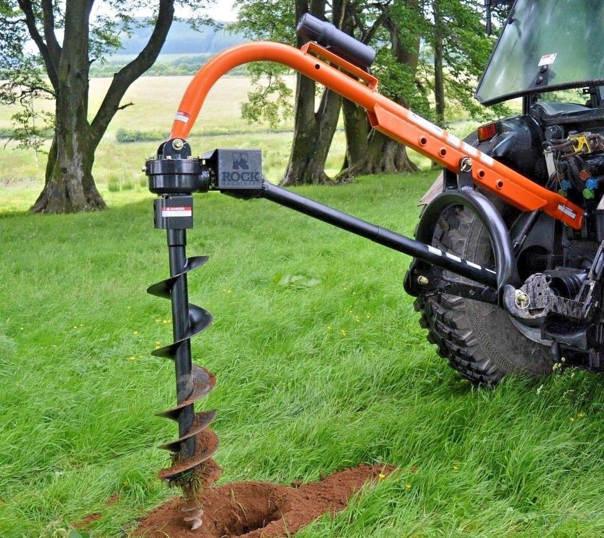 Tractor mounted PTO hole borer auger